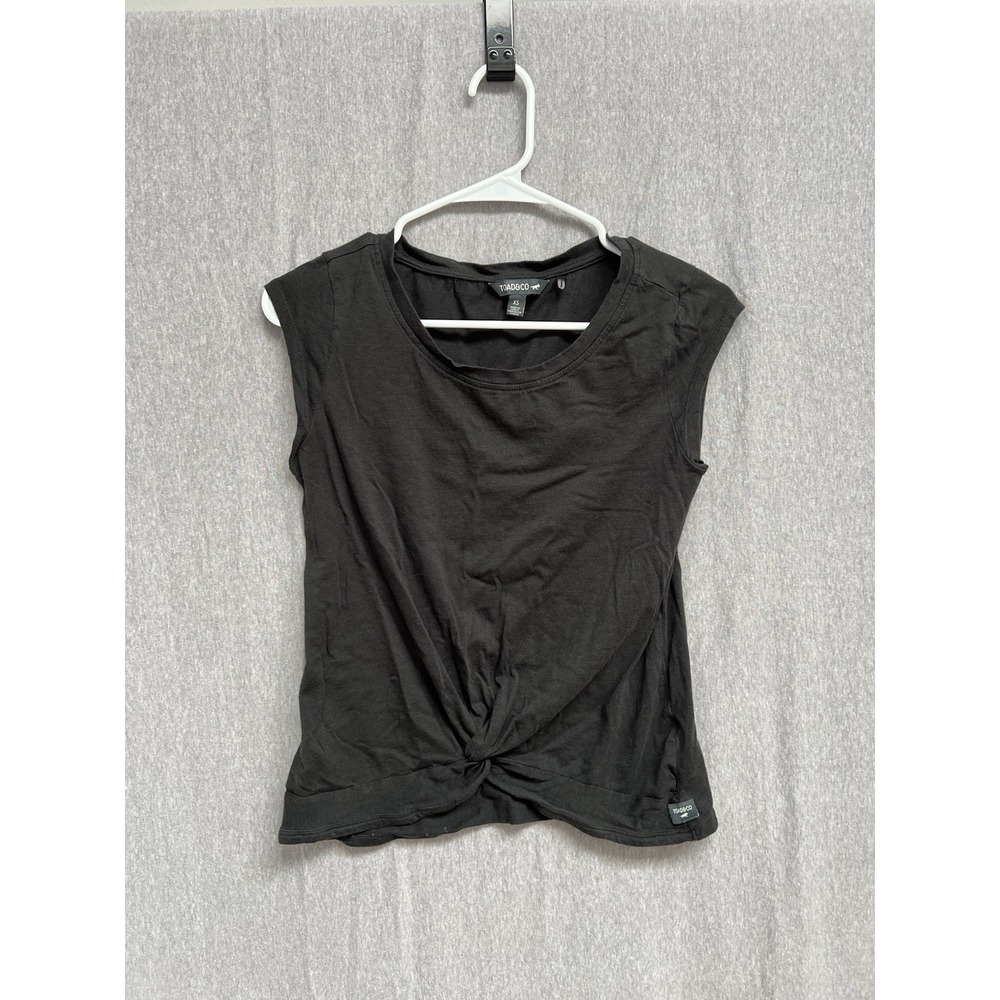 Toad&Co Anza Short Sleeve Twist Front Shirt Women's Sz XS Black Organic Cotton